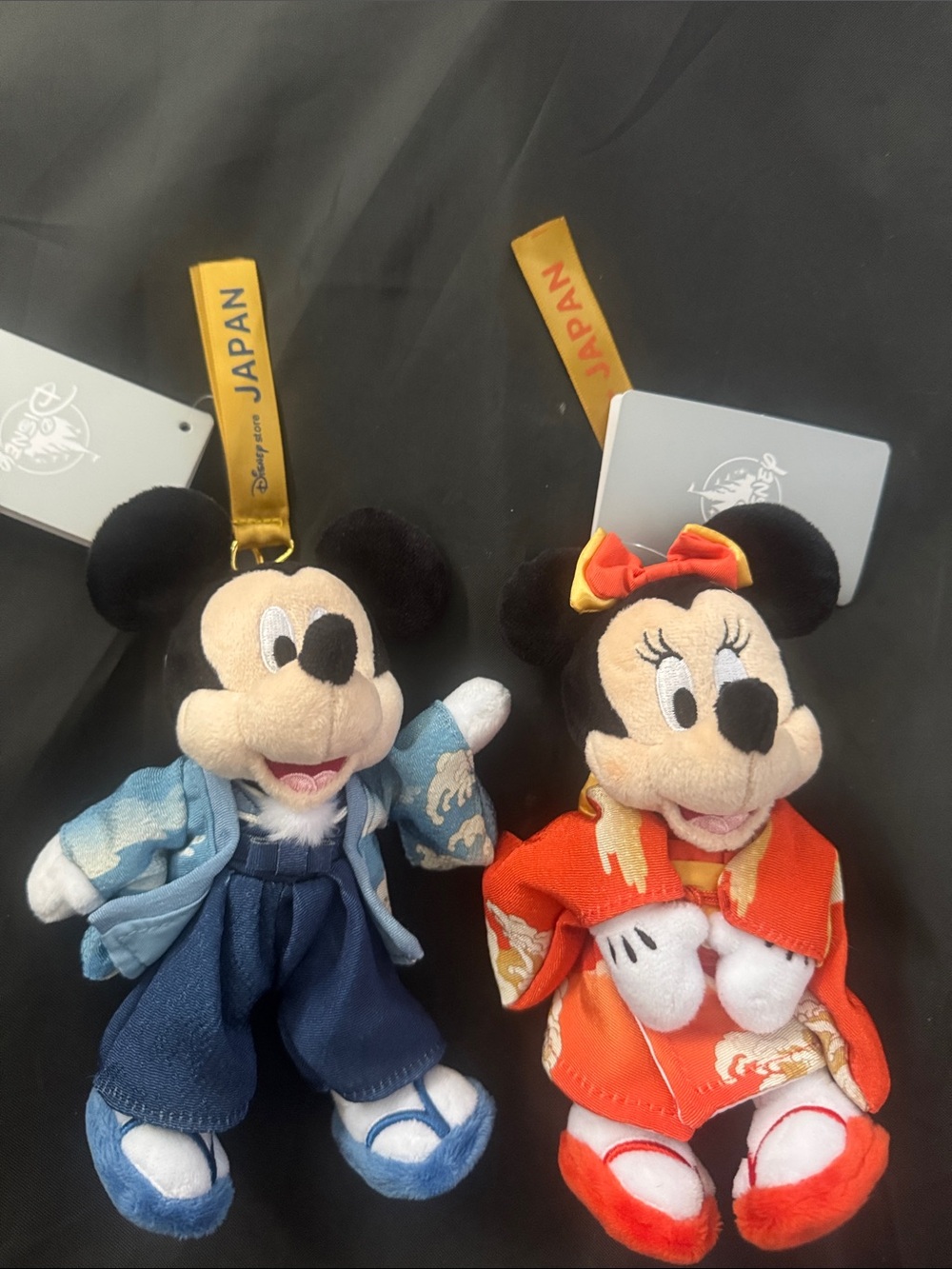 Disney Mickey & Minnie kimono Plush from Japan Bag Charm Keychain Set -